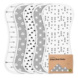 ✨ NEW in box - Gray and White Urban Burp Cloths